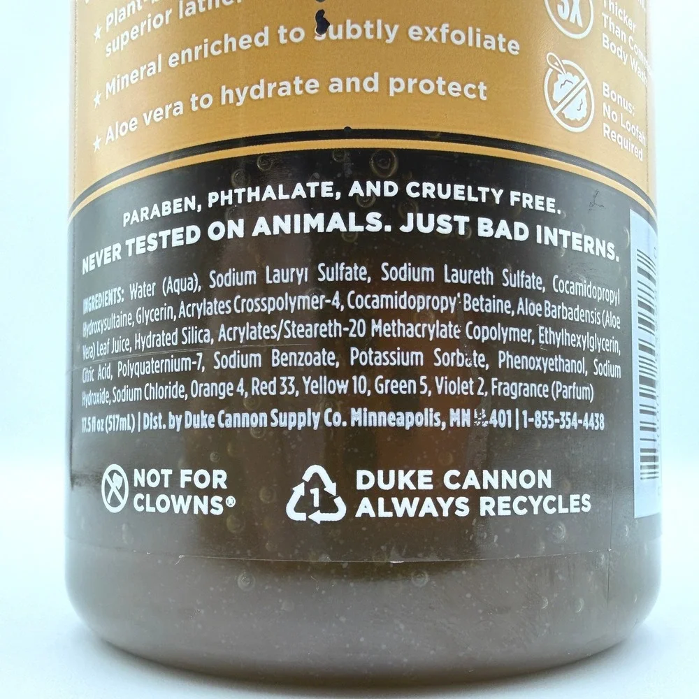 Duke Cannon Thick Body Wash Mens 17.5oz Old Glory Tobacco Leaf Leather Scent NEW